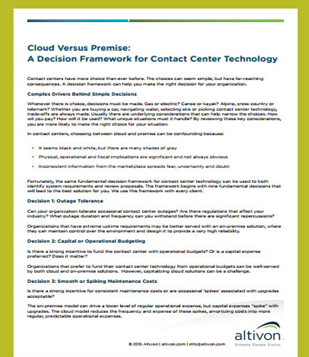 Cloud Versus Premise: A Decision Framework for Contact Center Technology